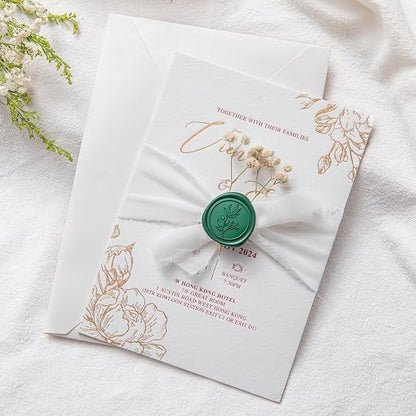 PONATIA 50 Pcs Emerald Green Wax Seal Stickers - Image 3