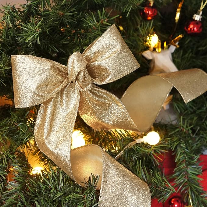 CT CRAFT LLC Glitter Wired Ribbon 2.5" x 10 Yards Light Gold - Image 6