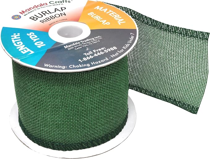 Mandala Crafts Green Burlap Ribbon 3 Inches Wide Jute Ribbons - Image 4