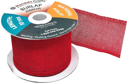 Mandala Crafts Red Burlap Ribbon 2.5 Inches Wide Jute Ribbons - Image 4