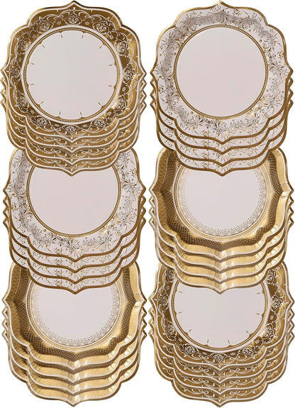 Talking Tables 24 x Gold Disposable Paper Party Plates in 3 Styles, Strong and by TalkingTables