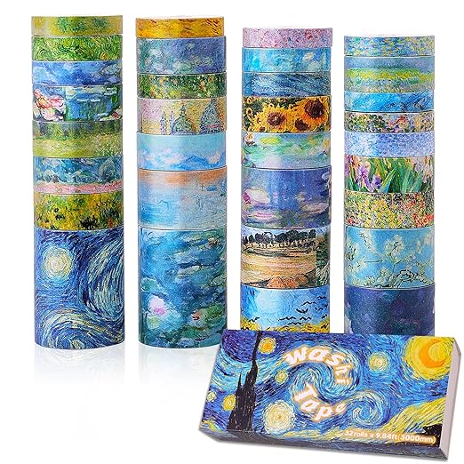 emmoolife 32 Rolls Washi Tape Set, Oil Painting Decorative Masking Tape - Image 2