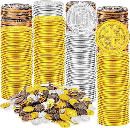Hanaive 100 Pcs Pirate Coins Plastic Kids Fake Play Replica Spanish Doubloons by Hanaive