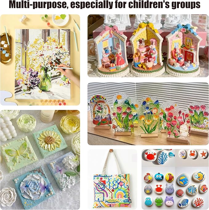 20 Pack 6 Colors Mini Acrylic Paint and Brushes Set - Image 6