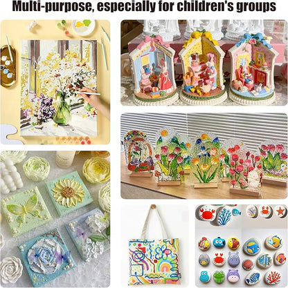 20 Pack 6 Colors Mini Acrylic Paint and Brushes Set - Image 6