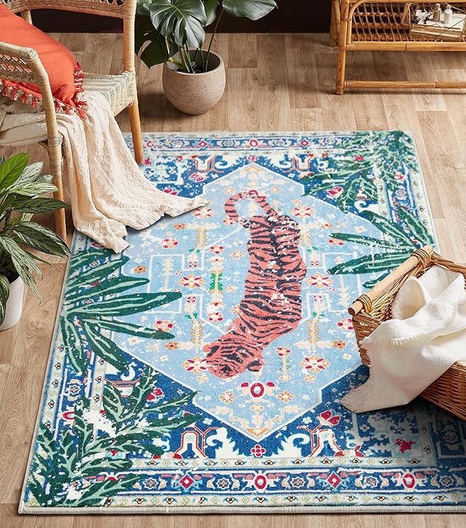 Vintage Rugs Boho Abstract Tropical Jungle Leopard 4x6 Area Rugs Accent by Aldopein