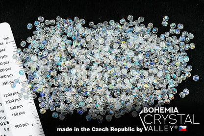 1.8 oz of Faceted Fire Polished Pressed Czech Glass Beads 4mm, Crystal AB - Image 2