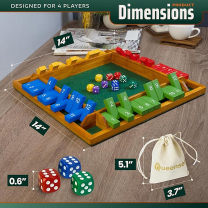 Shut The Box Game Wooden Board for 4 Players - Image 2
