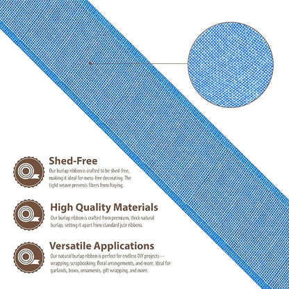 Mandala Crafts Sky Blue Burlap Ribbon 2.5 Inches Wide Jute Ribbons - Image 3