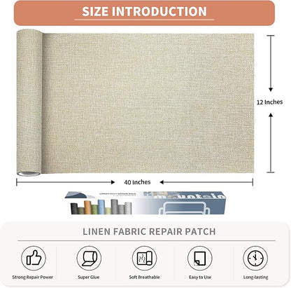 Coarse Linen Repair Patches, Self-Adhesive Linen Fabric Patches, 12X40 inch - Image 2