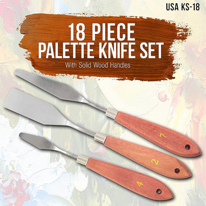U.S. Art Supply 18-Piece Stainless Steel Palette Knife Set - Image 2