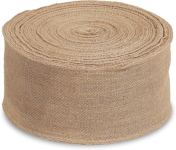 KINJOEK 5 Inch Wide 11 Yards Burlap Ribbon, Natural Jute Fabric Ribbon Crafts - Image 2