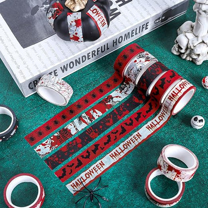 Whaline 12 Rolls Halloween Bloody Washi Tapes Blood Spatter Spooky Bloodstain - Image 5