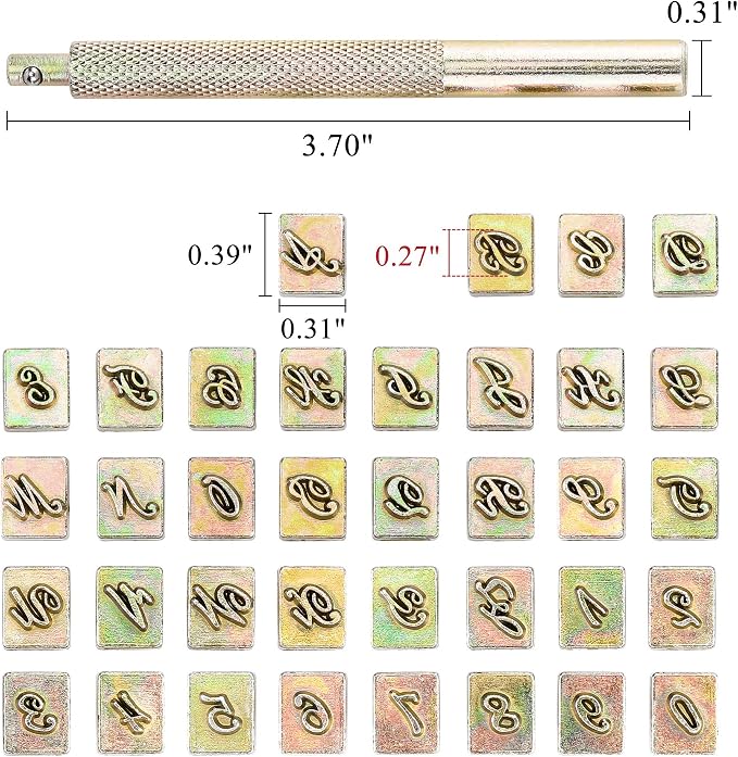 Yoption 37 Pieces Leathercarft Stamping Tool Set, 6mm Alphabet Letters and - Image 3