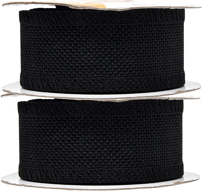 Mandala Crafts Black Burlap Ribbon 1.5 Inches Wide Jute Ribbons - Image 2