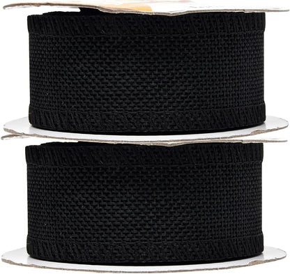Mandala Crafts Black Burlap Ribbon 1.5 Inches Wide Jute Ribbons - Image 2