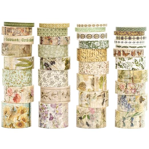 36 Rolls Vintage Washi Tape Pack Retro Arts Adhesive Tapes Wide Chronicle by Songdao