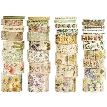 36 Rolls Vintage Washi Tape Pack Retro Arts Adhesive Tapes Wide Chronicle by Songdao