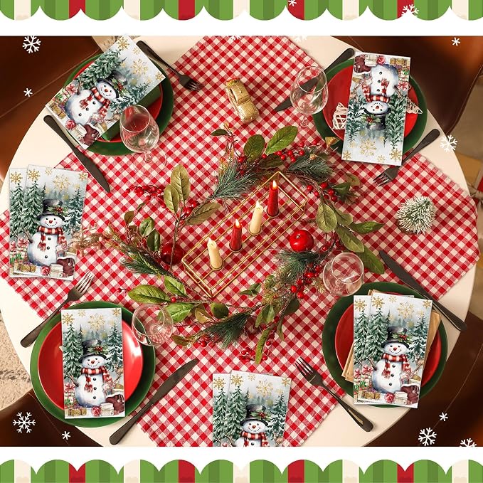 100 Pcs Christmas Guest Napkins 2 Ply Snowman Disposable Paper Napkins - Image 4