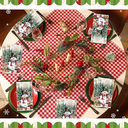 100 Pcs Christmas Guest Napkins 2 Ply Snowman Disposable Paper Napkins - Image 4