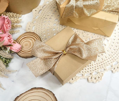 CT CRAFT LLC Glitter Wired Ribbon 1.5" x 20 Yards Gold - Image 5