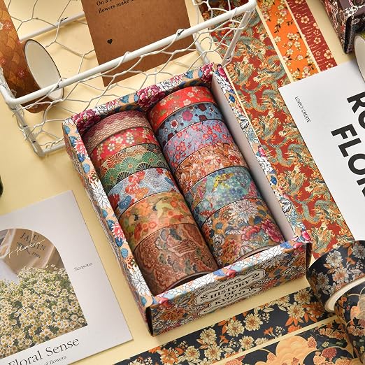 12 Rolls Kyoto Charm Washi Tape Set Japanese Arts Adhesive Tapes Geometric - Image 5