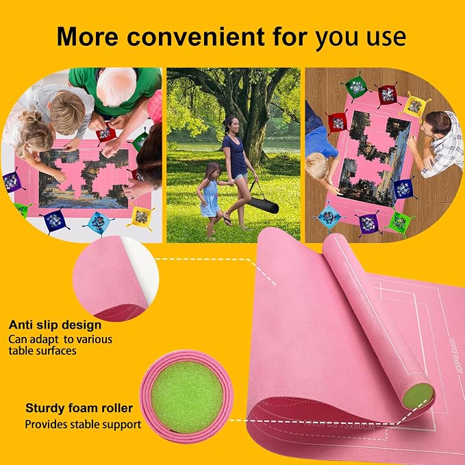 Napzy Puzzle Mat Rollup Puzzles Organizer 1500 1000 500PCS Puzzled Mat Pink Has - Image 8