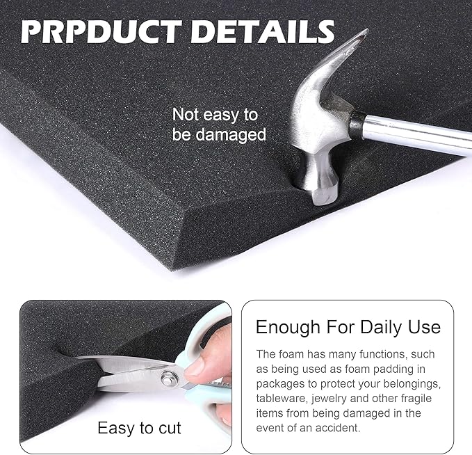 DECOHS 6 PCS Polyurethane Foam Sheet-16x12x1 Inch Cuttable Foam Inserts - Image 3