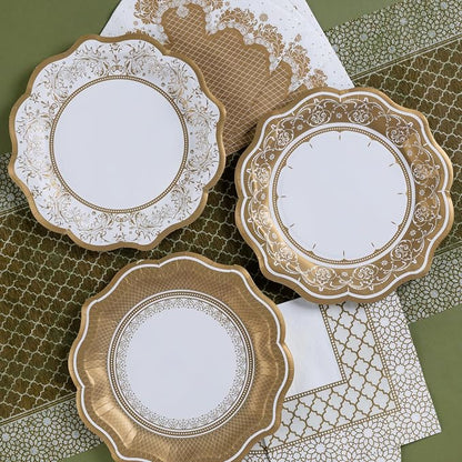 Talking Tables 24 x Gold Disposable Paper Party Plates in 3 Styles, Strong and - Image 4