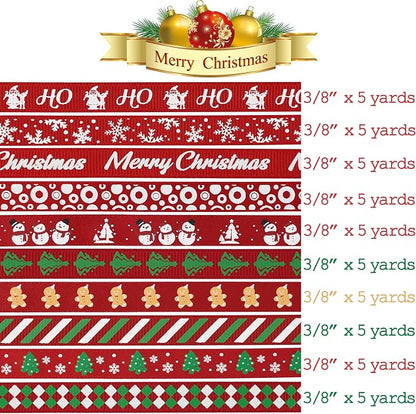 MEEDEE 3/8 inch 100 Yards Assorted Christmas Ribbon - Image 3