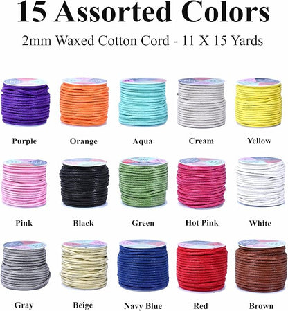 Mandala Crafts 2mm 11 X 15 Yards Assorted Cotton Waxed Cord - Image 2