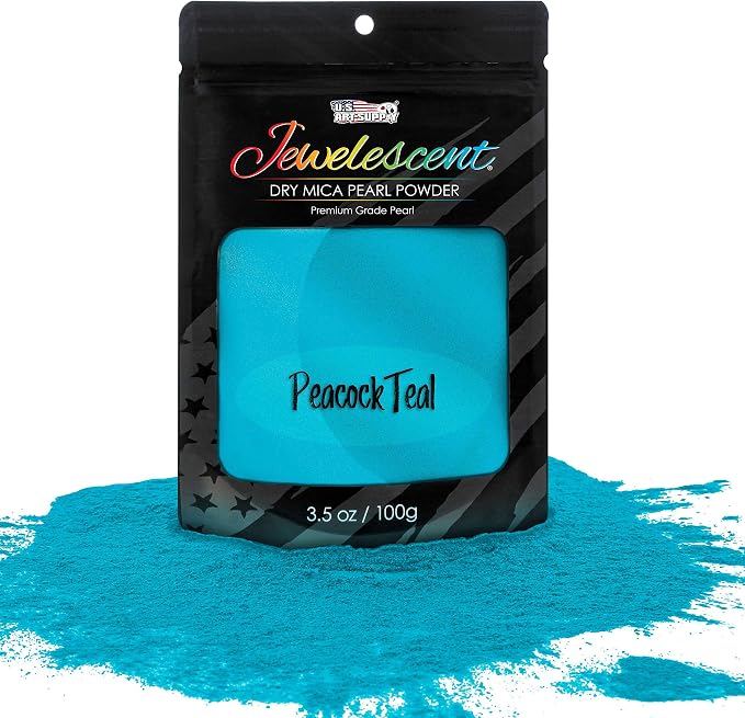 U.S. Art Supply Jewelescent Mica Pearl Pigment Powder, Peacock Teal 3.5 oz Pouch by USArtSupply