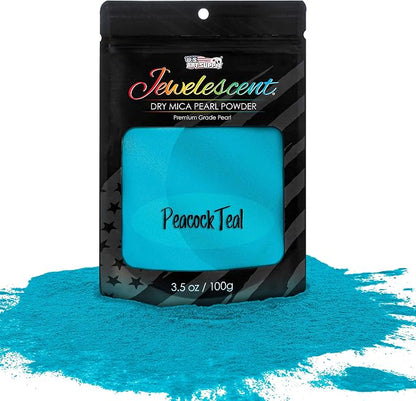 U.S. Art Supply Jewelescent Mica Pearl Pigment Powder, Peacock Teal 3.5 oz Pouch by USArtSupply