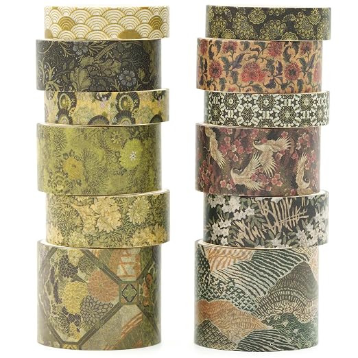 12 Rolls Kyoto Charm Washi Tape Set Japanese Arts Adhesive Tapes Geometric by Songdao