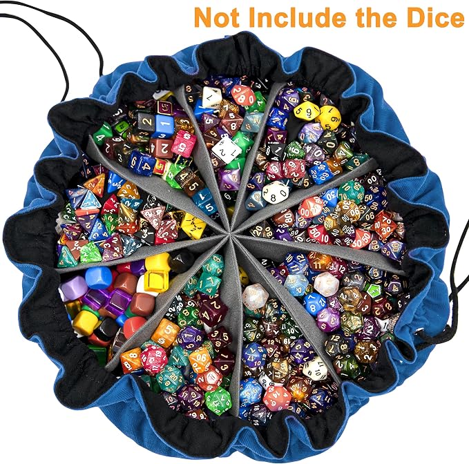 SIQUK Large Dice Bag with Pockets Big Capacity Dice Bag Drawstring Dice Pouch - Image 2