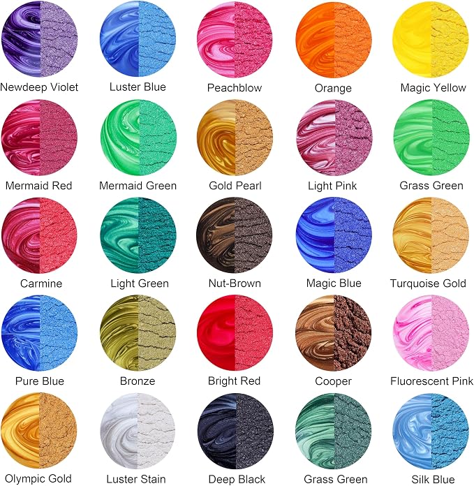 MTBJZJ Mica Powder for Resin, 25 Colors - 20g/Bottle of Epoxy Resin Color - Image 2