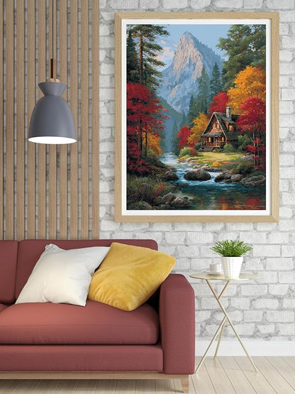14CT Counted Cross Stitch Kits for Adults Advanced Mountains Lake Printed - Image 3