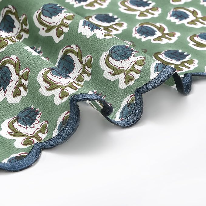 Ridhi Basil GreenHand Block Print Napkins 18" x 18" Set of 4 Reusable Cotton - Image 9