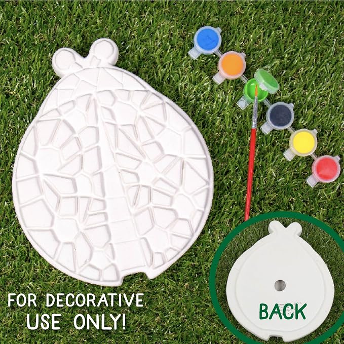 Creative Roots Mosaic Ladybug Stone, Includes 7-Inch Ceramic Stepping Stone & 6 - Image 2