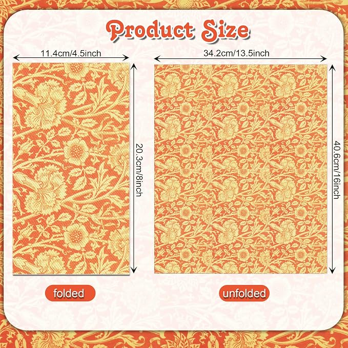 Vintage Floral Paper Napkins, Theme Party, 4.5x8 Inch - Image 2