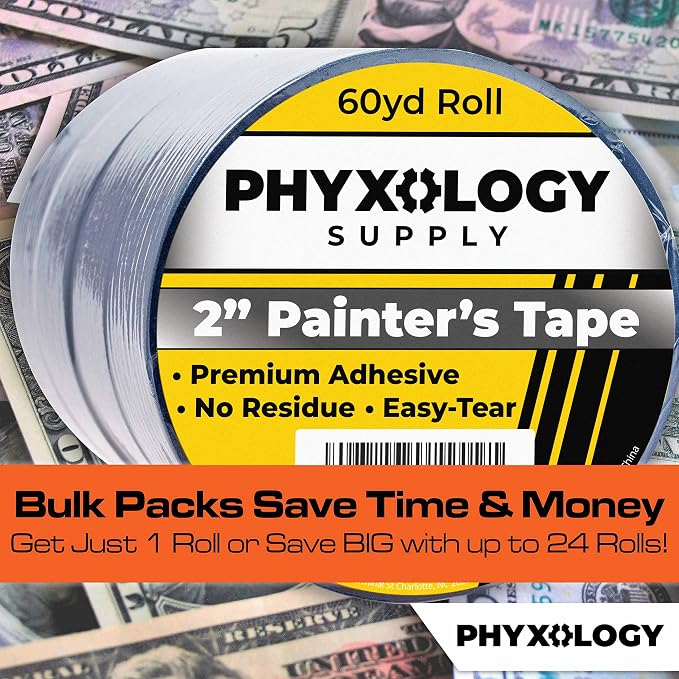 No-Residue 2 Inch, 60 Yard Blue Painters Tape 1 Pk. Easy-Tear, Pro-Grade - Image 7