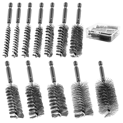 ASNOMY 12Pcs Wire Bore Brush for Drill, 5/16"-1-3/16" Stainless Steel Wire by ASNOMY