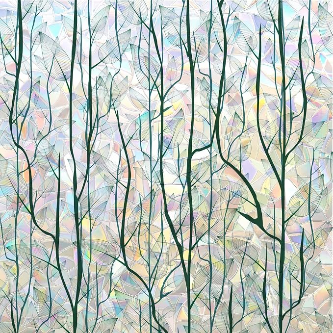 DKTIE Nature Pattern Rainbow Window Film Decorative Stained Glass Window Film by Dktie