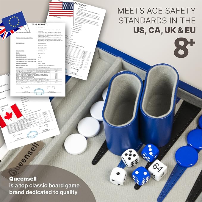 Backgammon Sets for Adults – 15-Inch PU Leather Board Game – Classic 2-Player - Image 5