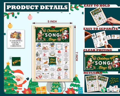 Christmas Bingo Games for 24 Players, Christmas Song Bingo Cards for Adults - Image 3