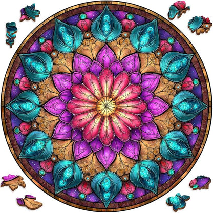 Wooden Puzzles for Adults, Mandala Puzzles 500 Pieces, Unique Shaped Jigsaw by Mocfesk