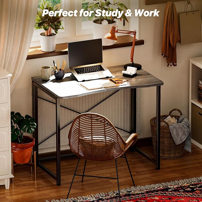 Huuger Folding Desk for Small Spaces, 31.5 Inch Foldable Computer Table - Image 8