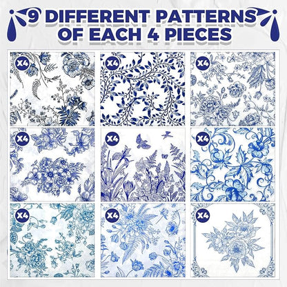 Crtiin 36 Pack 9 Styles Decoupage Napkins Assorted Floral Decorative Decoupage - Image 5