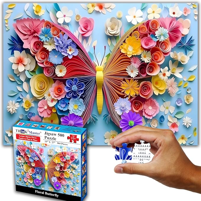 Think2Master Colorful Vibrant Flower Butterfly 500 Pieces Large Format Jigsaw - Image 7
