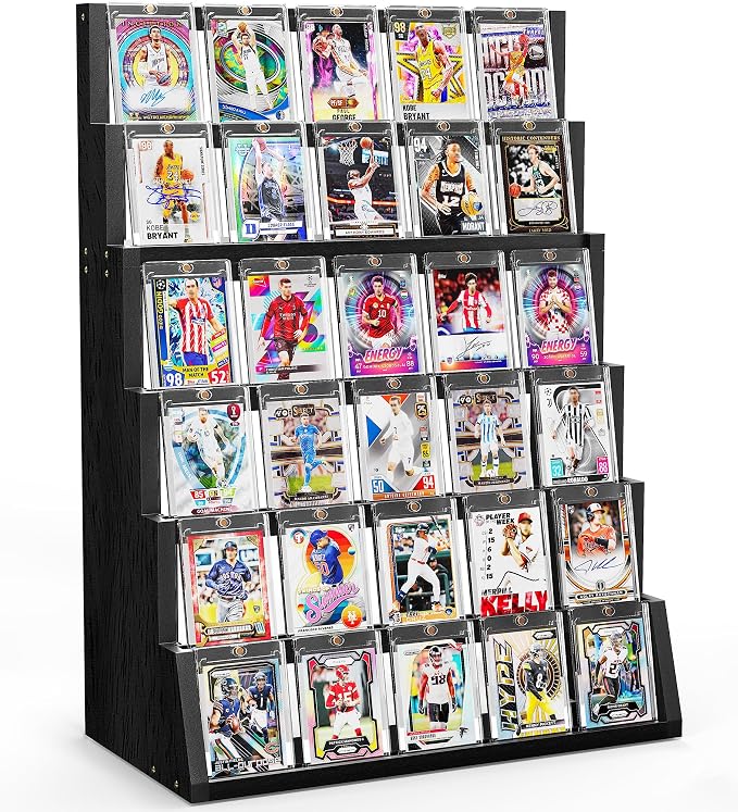 Emfogo Card Display Stand, 6-Tier Trading Card Display, Wood Detachable Graded by Emfogo